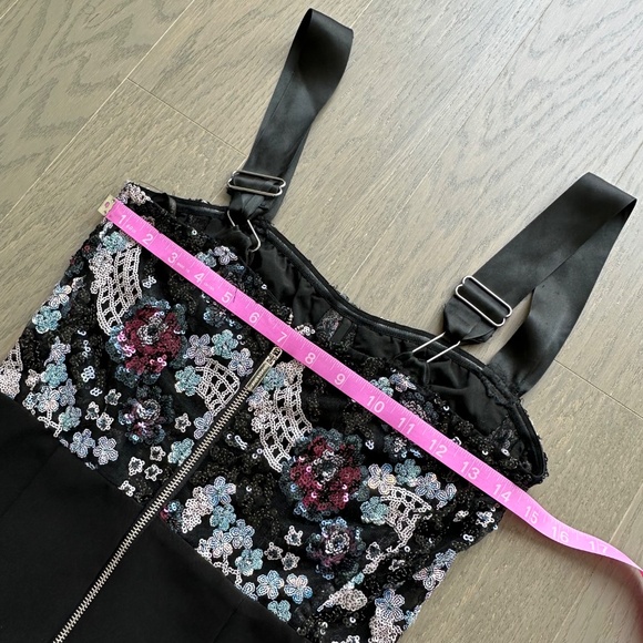 Bronx and Banco Annabell Sequined Sequin Floral Jumpsuit Black Bustier SMALL - Picture 10 of 12